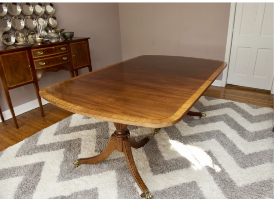 Ethan Allen Duncan Phyfe Style Double Pedestal Dining Table