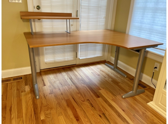 Modern Table/Desk With Attached Riser Shelf