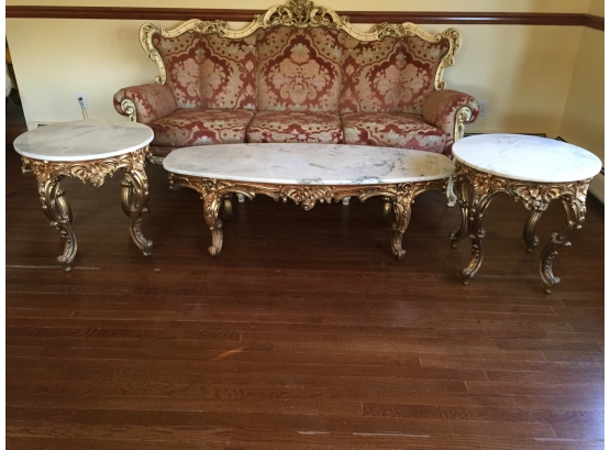 Rococò Style Marble Top Living Room Table Set (See Additional Photos)
