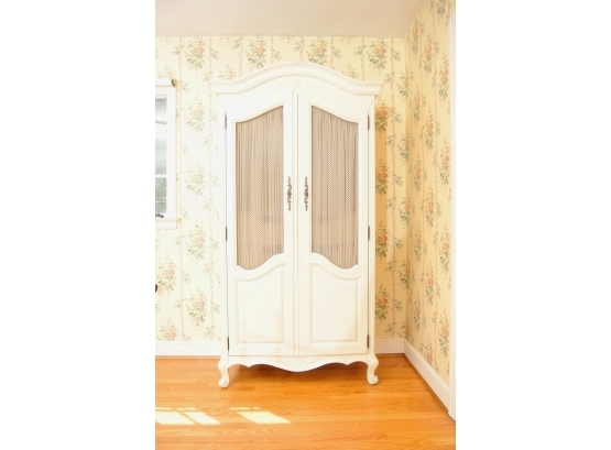 French Style White Painted Armoire