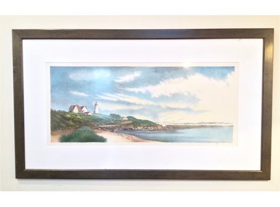 Richard Chiriani Pencil Signed 'Looking Towards Nobska Point' Hand Colored Lithograph