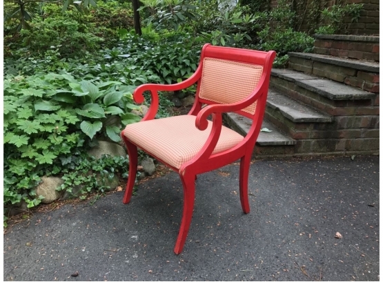 Red Painted Curved Arm Side Chair