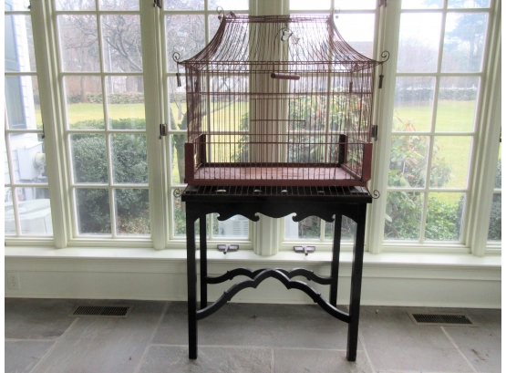 Vintage Asian Style Bird Cage On Stand