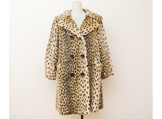 Fabulous French Faux Leopard Swing Coat - Ladies Size 8 / 10