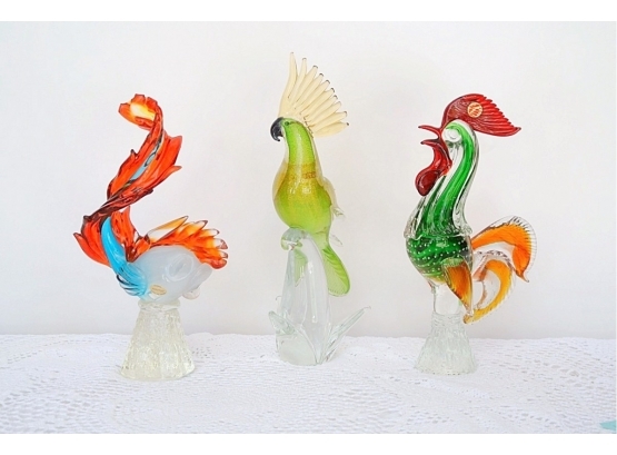 *REVISED * Two Murano Glass Figures And One By Oggett.
