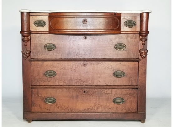 A Late 19th Century Marble Top Mahogany Chest Of Drawers