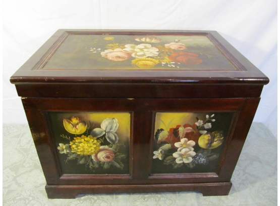 Mid Size Hand Painted Floral Themed Wooden Box