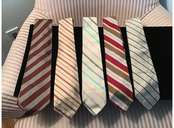 Lot Of Five Classic Striped Ties - Lot #7
