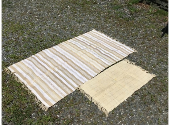Pair Of  Cream And White Area Rugs