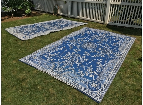 Mad Mats - Pair 6' X 9' Blue And White Outdoor Carpts