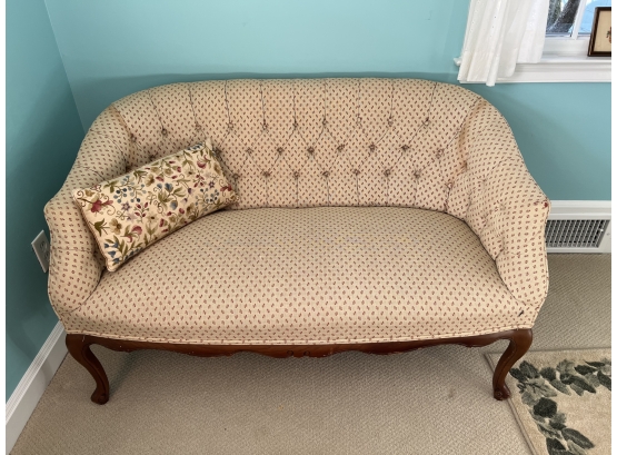 Beautiful Well Figured Button Tufted Settee - Upholstery Project