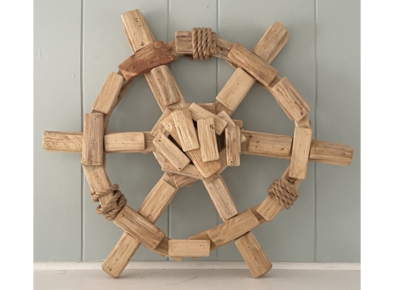 Driftwood Ship's Wheel Decor