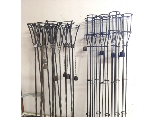 Huge Lot Of TORCHIERE POLES With Fuel , PLUS 3 Gallons Fuel And Wicks.