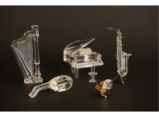 Six Swarovski Crystal Musical Instruments