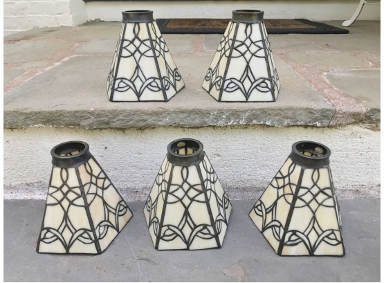 Five Beautiful Leaded Glass Lampshades
