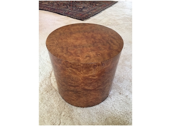 Glossy Wood Veneer Round End Table