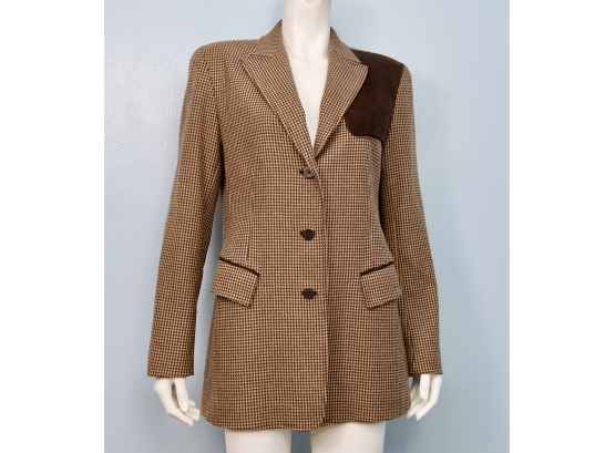 Lafayette 148 Tweed Jacket With Suede Detailing - Size 10