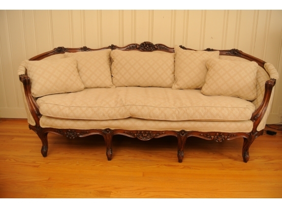 Antique French Carved  Walnut Sofa