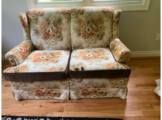 Vintage Floral Upholstered Two Seat Settee