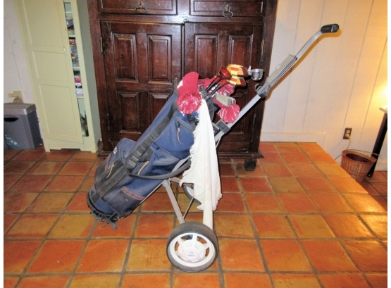 Bag Of Golf Clubs With Hand Cart
