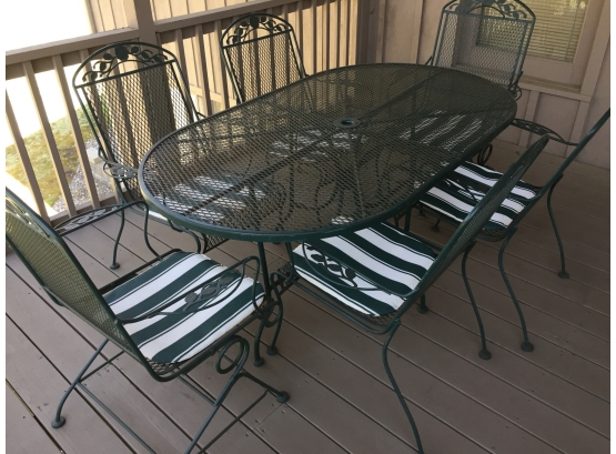 Wrought Iron Patio Table And Six Chairs