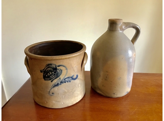 Antique Stoneware Crock & Jug