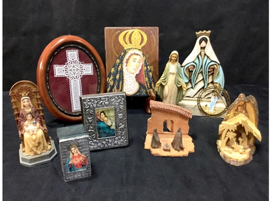 Religious Scultures, Plaques, Trinket Boxes And Carvings