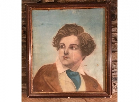 Antique Pastel Young Man Portrait
