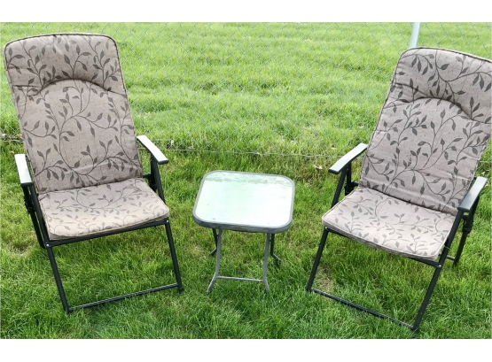 Two Matching  Patio Chairs And Side Table (1 Of 2 Sets) Listed Separately In This Auction