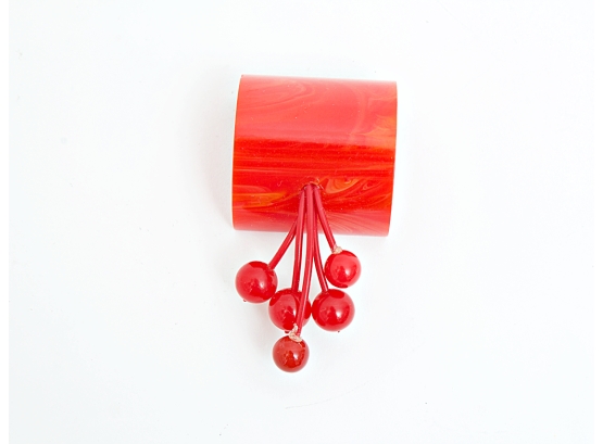 Unique Bakelite Cherry Red Pin