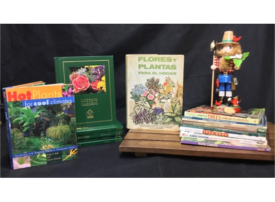 Gardener Nutcracker With Gardening And Landscaping Books