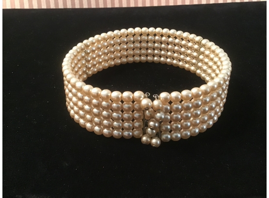 Vintage Pearl Choker - Five Rows Of Pearls