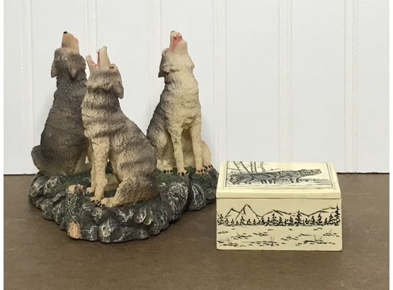 Wolf Candle Holder And Trinket Box