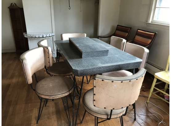 1950's Formica Table And Six Chairs (View Photos For Condition)