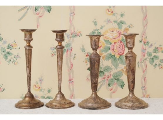 Two Pairs Of Weighted Sterling Candlesticks, One Gorham