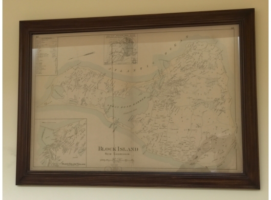 Framed Map Of Block Island, New Shorham
