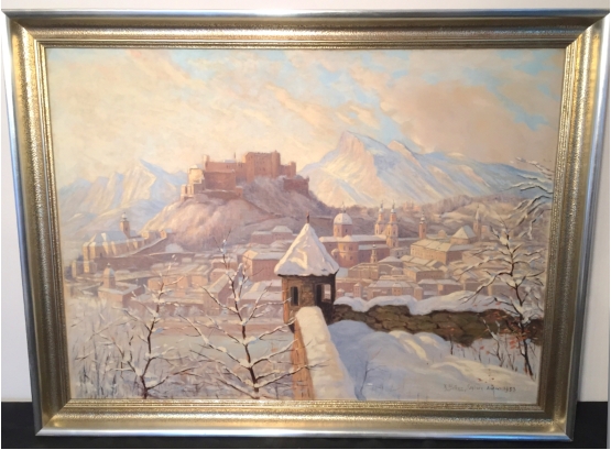 Oil On Canvas 'Salzburg Austria' Signed  K. Huber Dated 1953