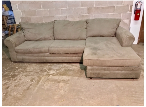 Green Micro-Fiber Two Seat Sofa And Chaise Section