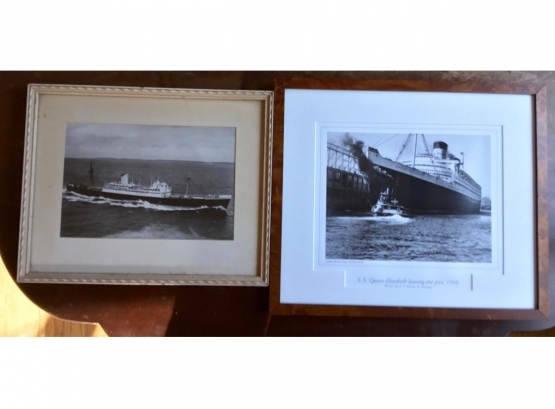 S.S. Queen Elizabeth Print And Vintage Ship Photograph