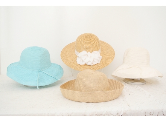 Four Summer Straw Hats - Made By Talbots And Sun-n-Sand