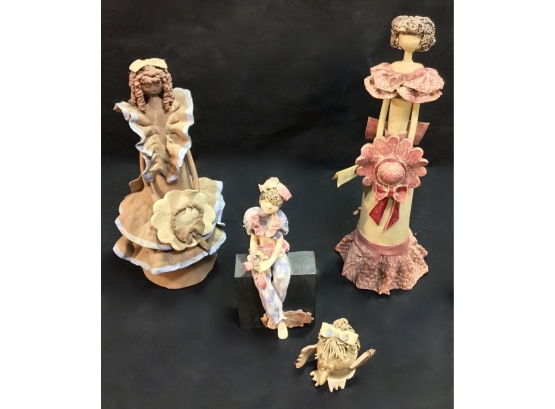 Two Gifina  Dolls, Mary Brach Young Girl Sculpture & Bird Sculpture
