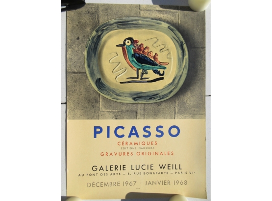 Original Picssso Lithograph Ceramics Exhibition Poster 1967