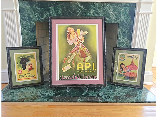 Three Framed Advertising Posters