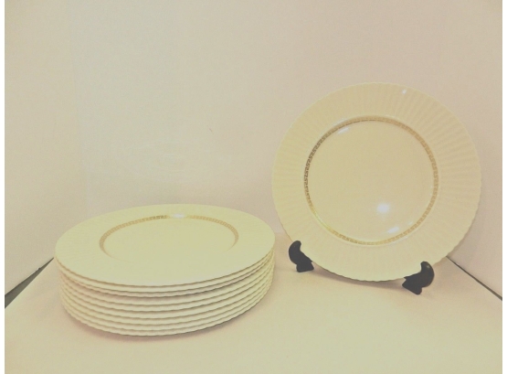 Set Of 10 LENOX Cretan Pattern Ivory  W/Gold Accents 10 7/8' Dinner Plates
