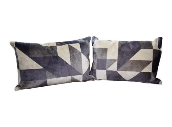 Geometric Gray And Plum Pillows