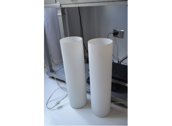 White Glass Cylinder Lights 18'H