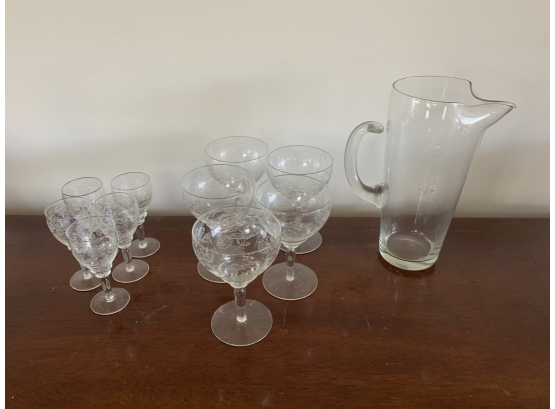 Crystal Glasses With Pitcher
