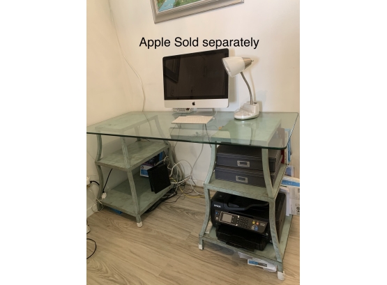 Glass Top And 2 Metal 2 Tier Side Tables With Espon Printer (NOT Computer)