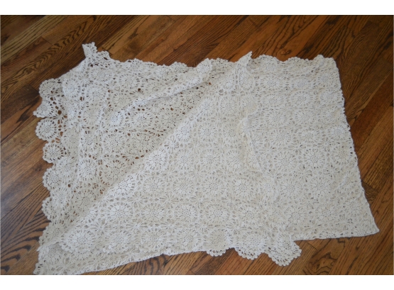 Lace Crochet Table Cloth 78' X 50'