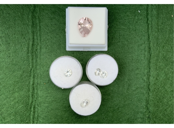9.25 Ct Pear Pink Morganite  18x13mm Plus Bonus  (2) Oval & (2) Round Krafts Gemstones